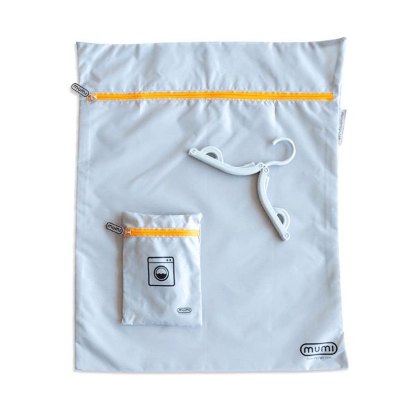 Mumi Travel Laundry Bag | Keeps Laundry Separate from Clean Clothes | Moisture and Odor-Resistant | Includes Folding Hanger and Butter Bag (Orange)