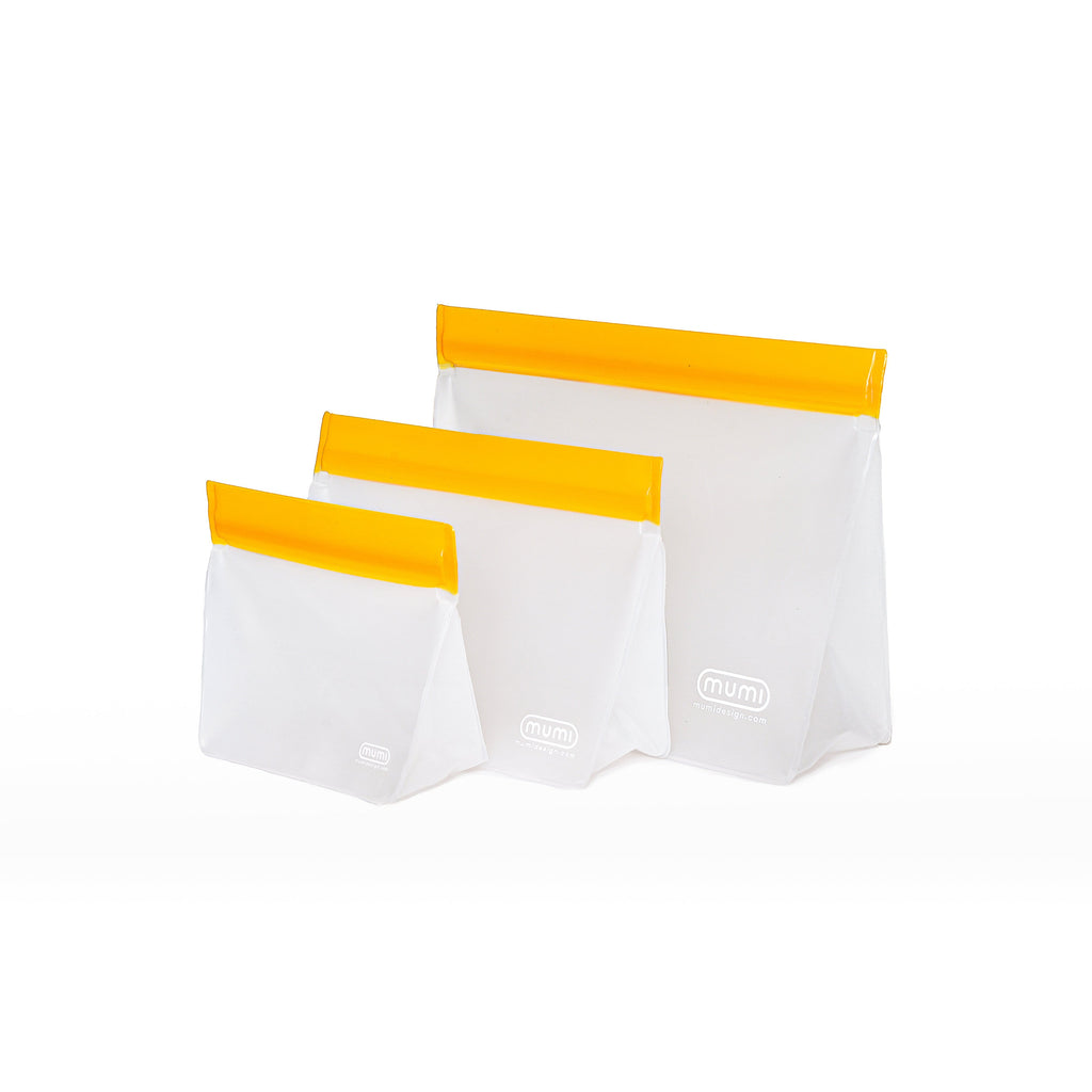 mumi orange reusable zip up bags