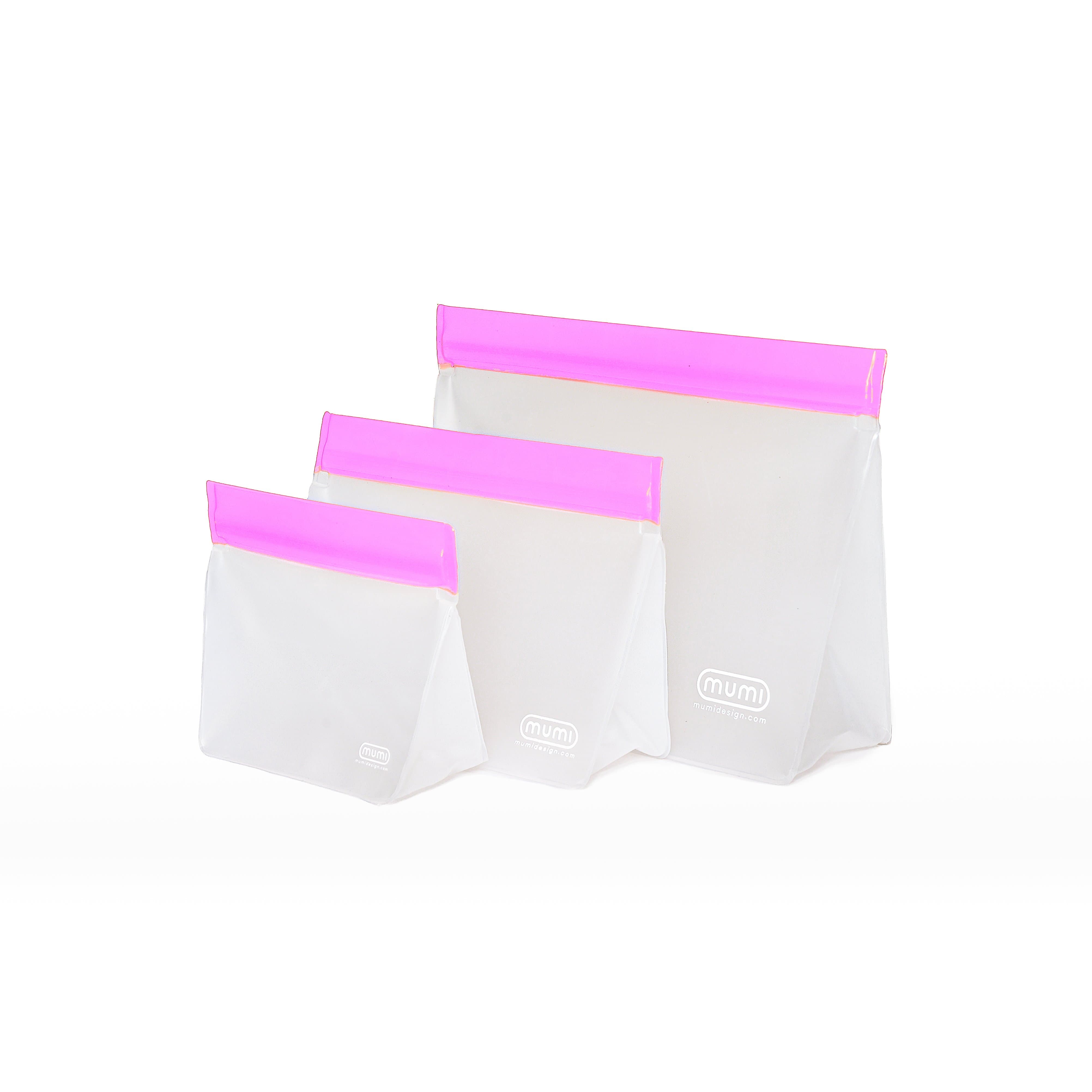mumi pink reusable zip up bags